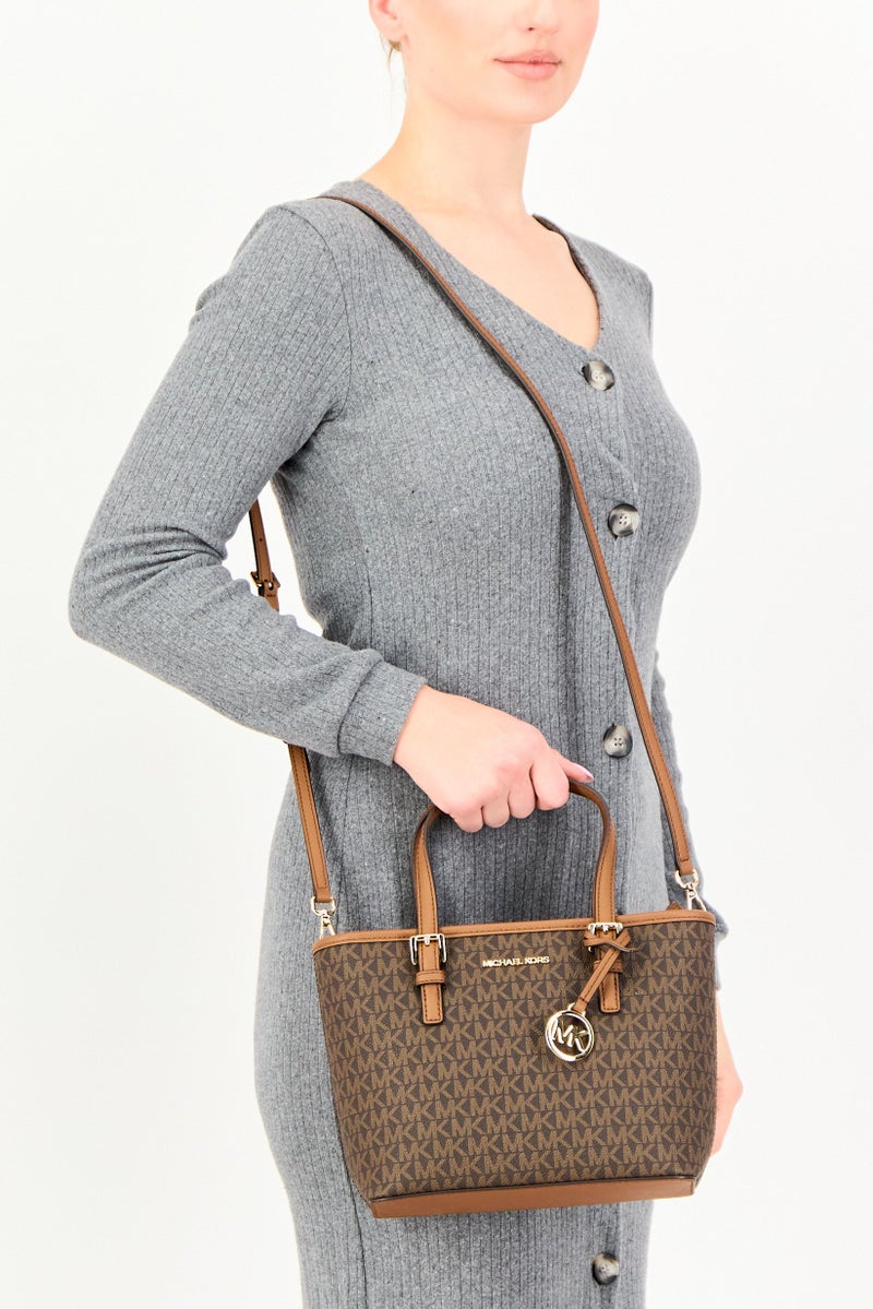 Michael Kors Women Monogram Tote Bag, Brown - Image 5